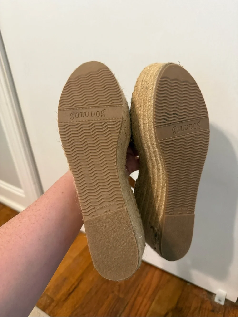 Soludos Tan Leather Espadrille Platform Sandals